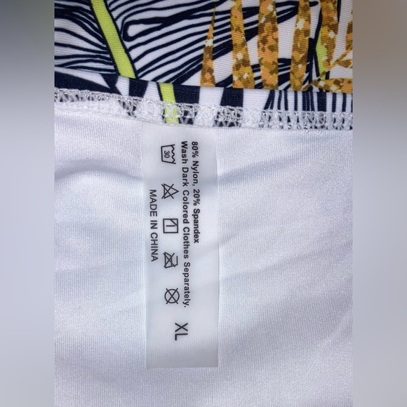 SHEIN Women’s Tropical Palm Tree black green yellow print XL Bikini Bottom NWOT - Picture 4 of 8